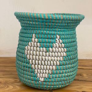 Pot de Fleur Turquoise et Blanc