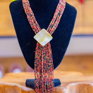 Collier en Perles Rouges, Noires et Or